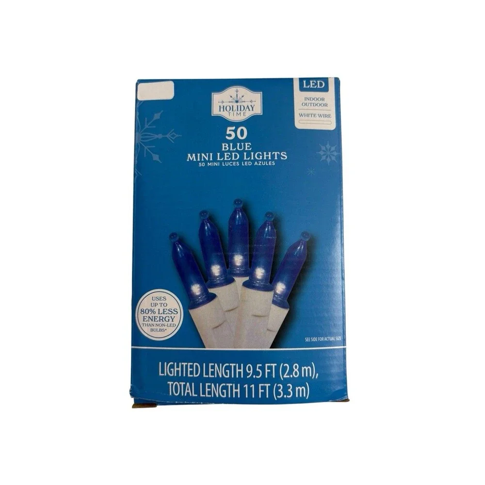 Lot of 4 Blue Mini Led Lights 50 Blue Light per pack with White Wire NEW